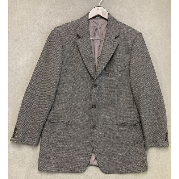 Hugo Boss Tweed Blazer Gray Speckled Wool Silk Button Sport Coat 40R